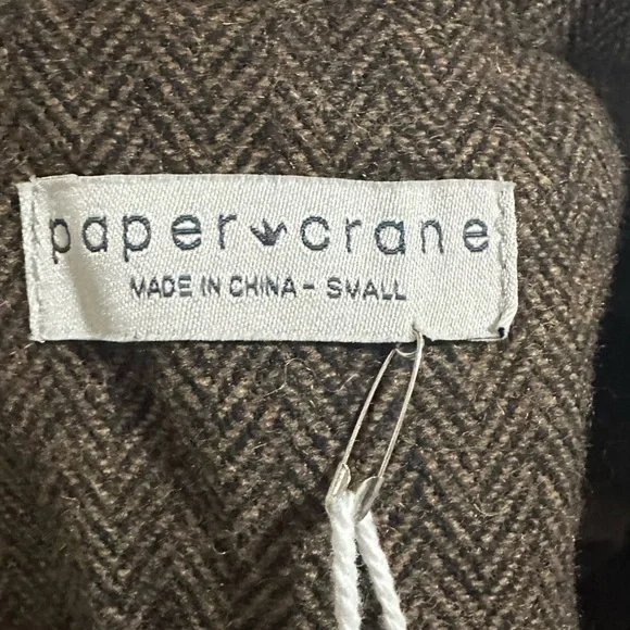 Paper Crane Brown Wool Blend Twill Double Breasted Blazer Jacket Size Small NWT - Picture 4 of 7